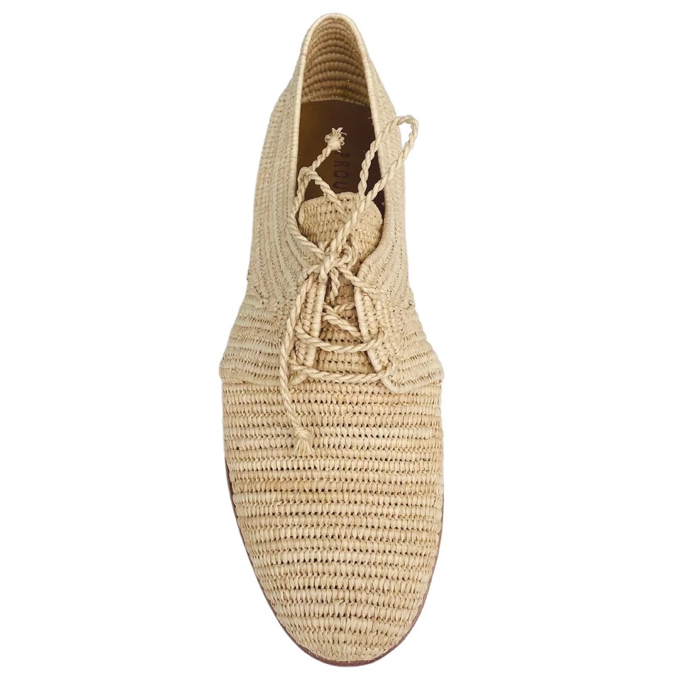 Proud‎ Mary Raffia Oxford Lace Up Shoes Tan Woven Made in Morocco Womens 42